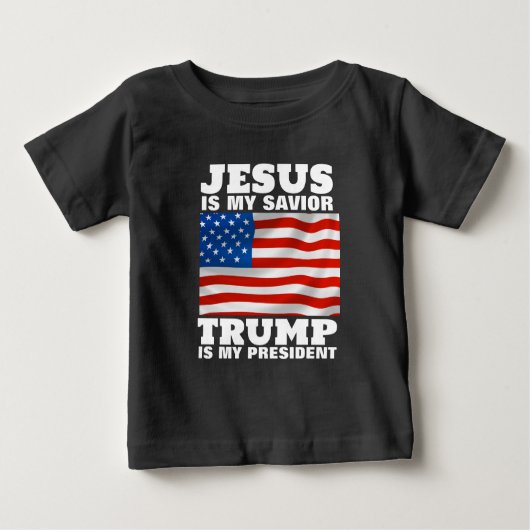 イエスは私の救い主であり、トランプは私の大統領は幼児である ベビーTシャツ (正面)