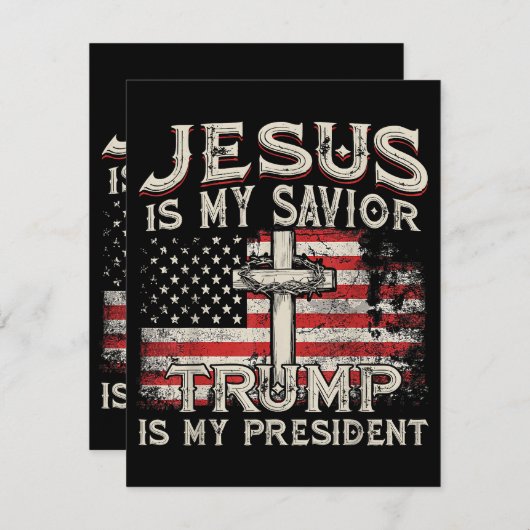 イエスは私の救い主であり、トランプは私の大統領アメリカ人である エンクロージャーカード (正面/裏面)