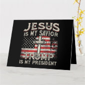 イエスは私の救い主であり、トランプは私の大統領アメリカ人である カード (黄色い花)