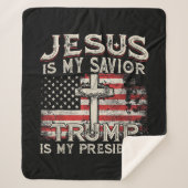 イエスは私の救い主であり、トランプは私の大統領アメリカ人である シェルパブランケット (正面)