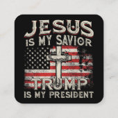 イエスは私の救い主であり、トランプは私の大統領アメリカ人である スクエア名刺 (裏面)