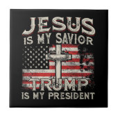 イエスは私の救い主であり、トランプは私の大統領アメリカ人である タイル (正面)