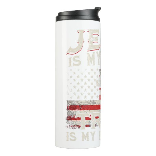 イエスは私の救い主であり、トランプは私の大統領アメリカ人である タンブラー (回転左)