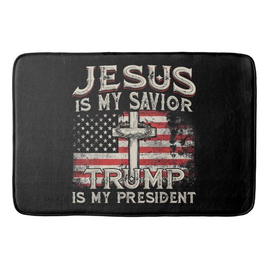 イエスは私の救い主であり、トランプは私の大統領アメリカ人である バスマット (正面)