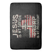 イエスは私の救い主であり、トランプは私の大統領アメリカ人である バスマット (正面縦)