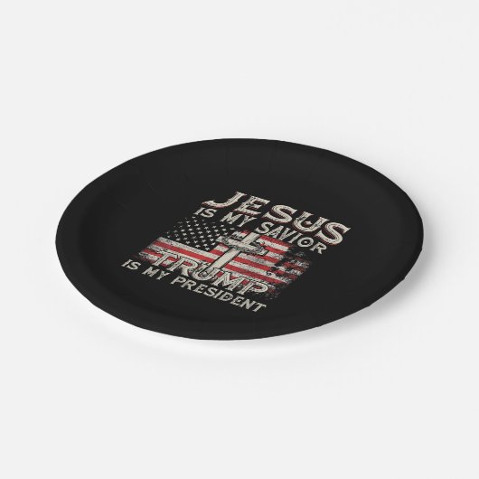 イエスは私の救い主であり、トランプは私の大統領アメリカ人である ペーパープレート (アングル)