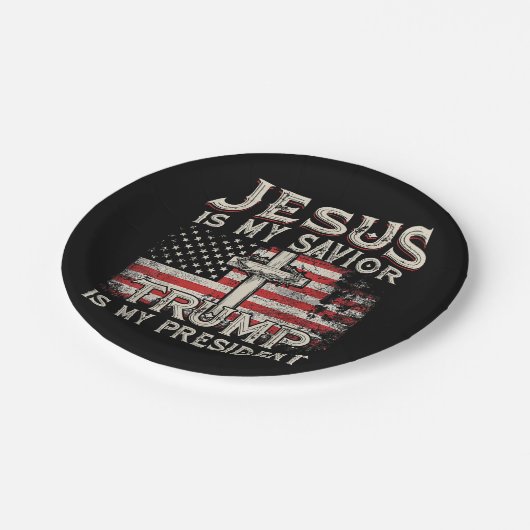 イエスは私の救い主であり、トランプは私の大統領アメリカ人である ペーパープレート (アングル)