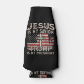 イエスは私の救い主であり、トランプは私の大統領アメリカ人である ボトルクーラー (正面)