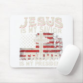 イエスは私の救い主であり、トランプは私の大統領アメリカ人である マウスパッド (マウス)
