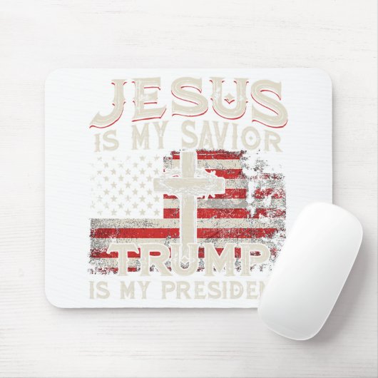 イエスは私の救い主であり、トランプは私の大統領アメリカ人である マウスパッド (マウス)