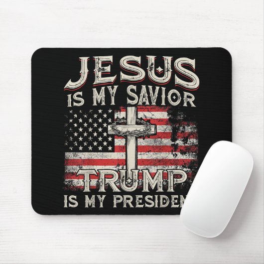 イエスは私の救い主であり、トランプは私の大統領アメリカ人である マウスパッド (マウス)
