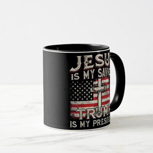 イエスは私の救い主であり、トランプは私の大統領アメリカ人である マグカップ (正面右)
