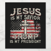 イエスは私の救い主であり、トランプは私の大統領アメリカ人である ワインラベル (シングルラベル)