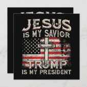 イエスは私の救い主であり、トランプは私の大統領アメリカ人である 招待状 (正面/裏面)