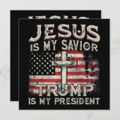 イエスは私の救い主であり、トランプは私の大統領アメリカ人である 招待状 (正面/裏面)