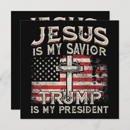 イエスは私の救い主であり、トランプは私の大統領アメリカ人である 招待状 (正面/裏面)