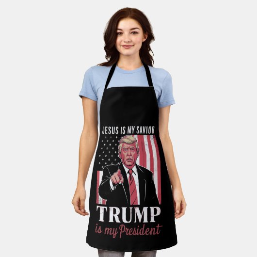 イエスは私の救い主であり、トランプは私の大統領選挙である エプロン (着用した状態)