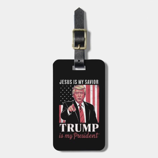 イエスは私の救い主であり、トランプは私の大統領選挙である ラゲッジタグ (正面縦)