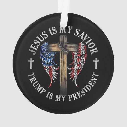 イエスは私の救い主であり、トランプは私の大統領2024 USA オーナメント (裏面)