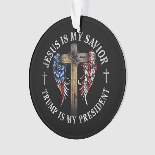 イエスは私の救い主であり、トランプは私の大統領2024 USA オーナメント (正面)
