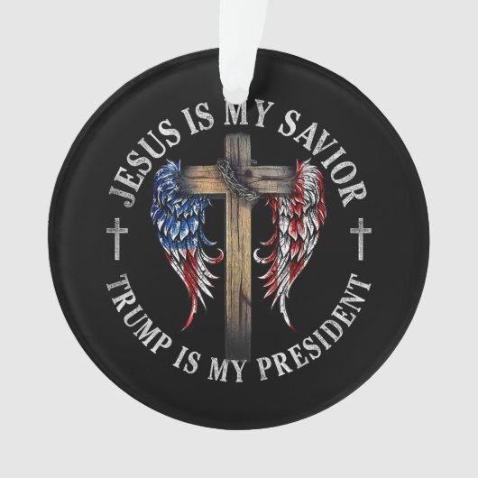 イエスは私の救い主であり、トランプは私の大統領2024 USA オーナメント (正面)
