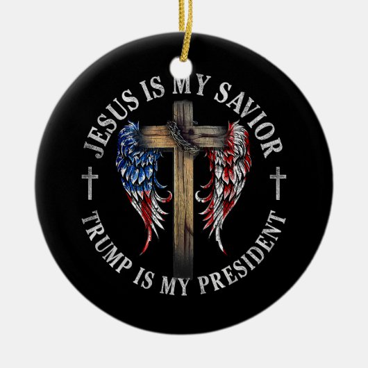 イエスは私の救い主であり、トランプは私の大統領2024 USA セラミックオーナメント (正面)