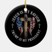 イエスは私の救い主であり、トランプは私の大統領2024 USA セラミックオーナメント (裏面)