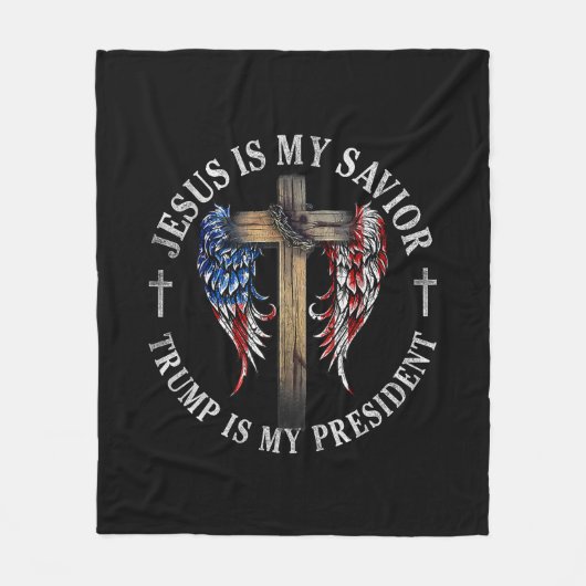 イエスは私の救い主であり、トランプは私の大統領2024 USA フリースブランケット (正面)