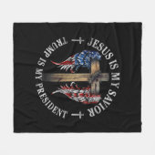 イエスは私の救い主であり、トランプは私の大統領2024 USA フリースブランケット (正面(横))