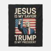 イエスは私の救い主であり、トランプは私の大統領47アメリカ フリースブランケット (正面)