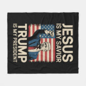 イエスは私の救い主であり、トランプは私の大統領47アメリカ フリースブランケット (正面(横))