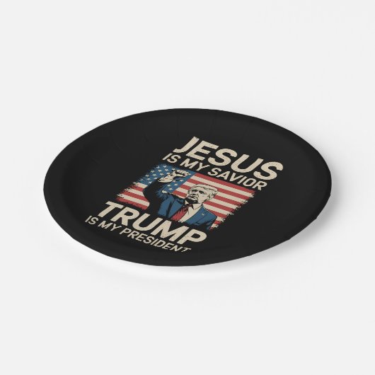 イエスは私の救い主であり、トランプは私の大統領47アメリカ ペーパープレート (アングル)