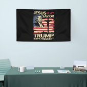 イエスは私の救い主であり、トランプは私の米国国旗である 横断幕 (トレードショー)