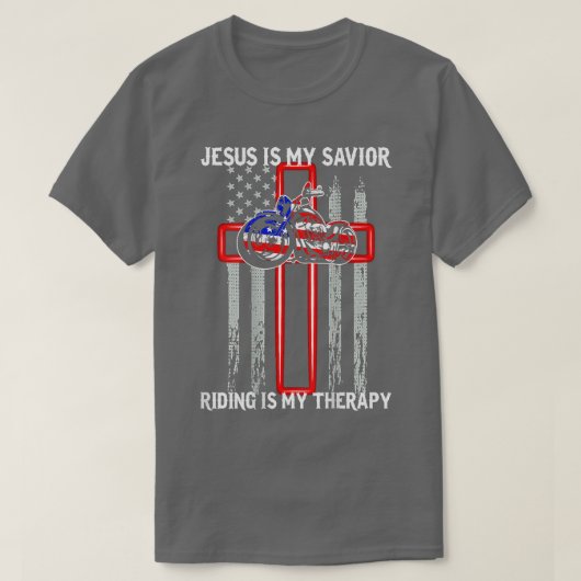イエスは私の救い主であり、乗馬は私のセラピーアメリカンF Tシャツ (デザイン正面)