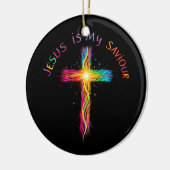 イエスは私の救い主であり、愛の忠実な思い出である セラミックオーナメント (左)