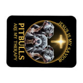 イエスは私の救い主であるピットブルは私のセラピーであるおもしろい マグネット (横)