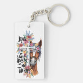 イエスは私の救い主である馬は私のセラピーであるおもしろい キーホルダー (裏面)