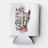 イエスは私の救い主である馬は私のセラピーであるおもしろい 缶クーラー (正面)