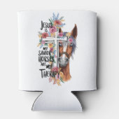 イエスは私の救い主である馬は私のセラピーであるおもしろい 缶クーラー (裏面)