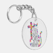 イエスは私の救い主の猫であり、私のセラピーおもしろい キーホルダー (正面左)