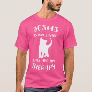イエスは私の救い主の猫であり、私のセラピークリスチャンC Tシャツ