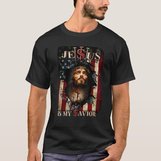 イエスは私の救い主イエス・キリスト教のバイブル・アメリカ Tシャツ (正面)