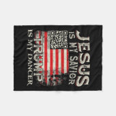 イエスは私の救い主トランプは私のダンサーQrトランプ段 フリースブランケット (正面(横))