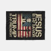 イエスは私の救い主トランプは私の大統領トランプ202 フリースブランケット (正面(横))