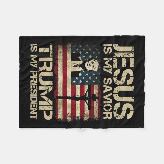 イエスは私の救い主トランプは私の大統領トランプ202 フリースブランケット (正面(横))