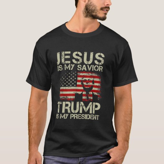 イエスは私の救い主トランプは私の大統領トランプ202 Tシャツ (正面)