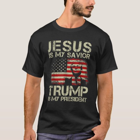 イエスは私の救い主トランプは私の大統領トランプ202 Tシャツ (正面)
