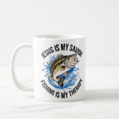 イエスは私の救い主魚釣りは私のセラピー コーヒーマグカップ (左)