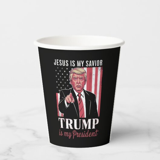 イエスは私の救世主トランプは私の大統領選挙 紙コップ (正面)