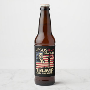 イエスは私の救世主 トランプは私の大統領 アメリカ国旗 ビールラベル